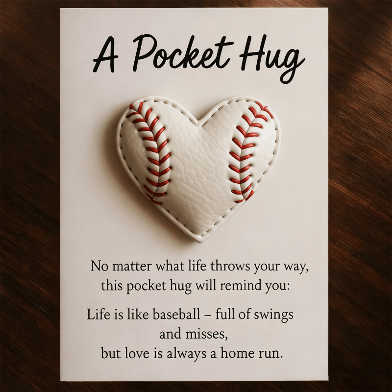 ⚾Baseball Pocket Hug with Gift Card💌Handmade with Real Baseballs
