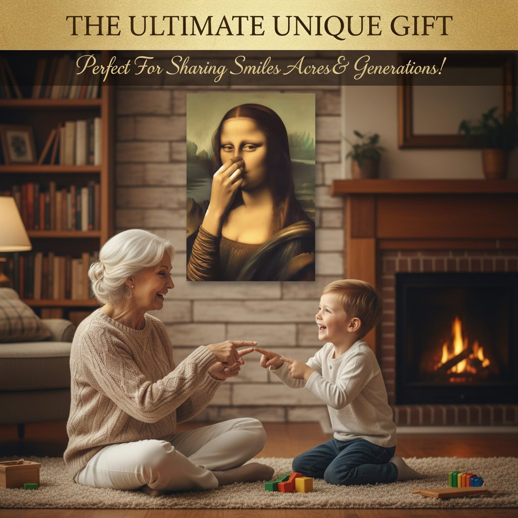 Mona Lisa Holding Nose Bathroom Canvas Art