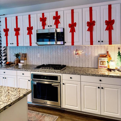🎀 Elegant Red Christmas Cabinet Bows – Simple, Reusable, and Perfect for Every Celebration 🎉