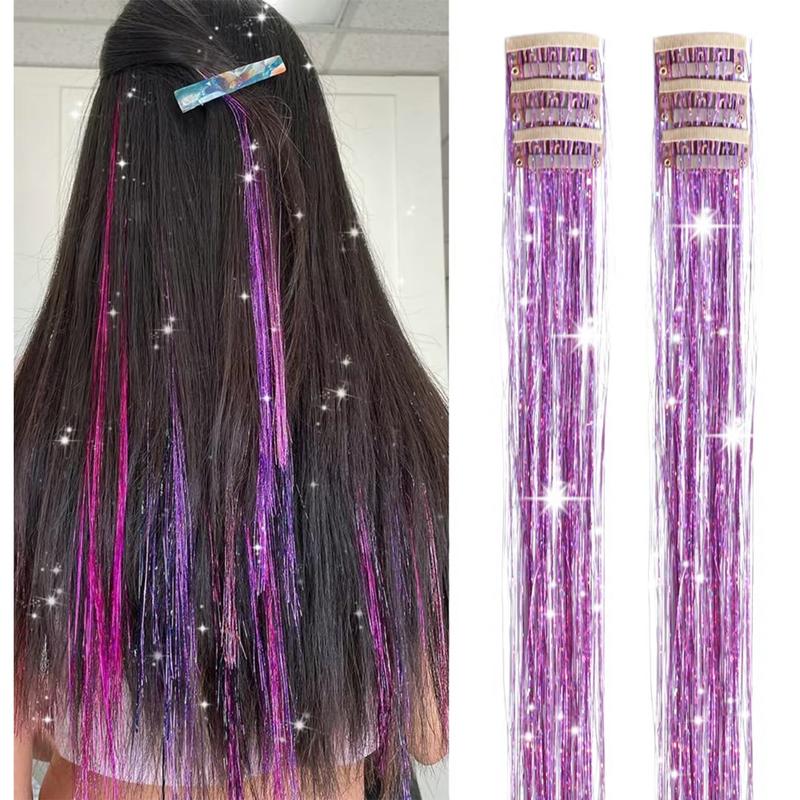 🔥6 PCS Clip in Hair Tinsel 20 Inch Glitter Tinsel Hair💥