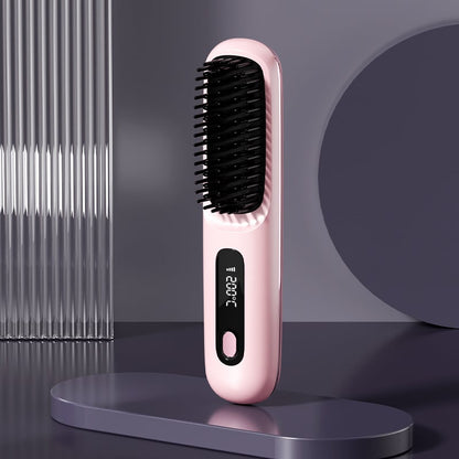 LCD Wireless Ceramic Heating Hair Straightening Comb