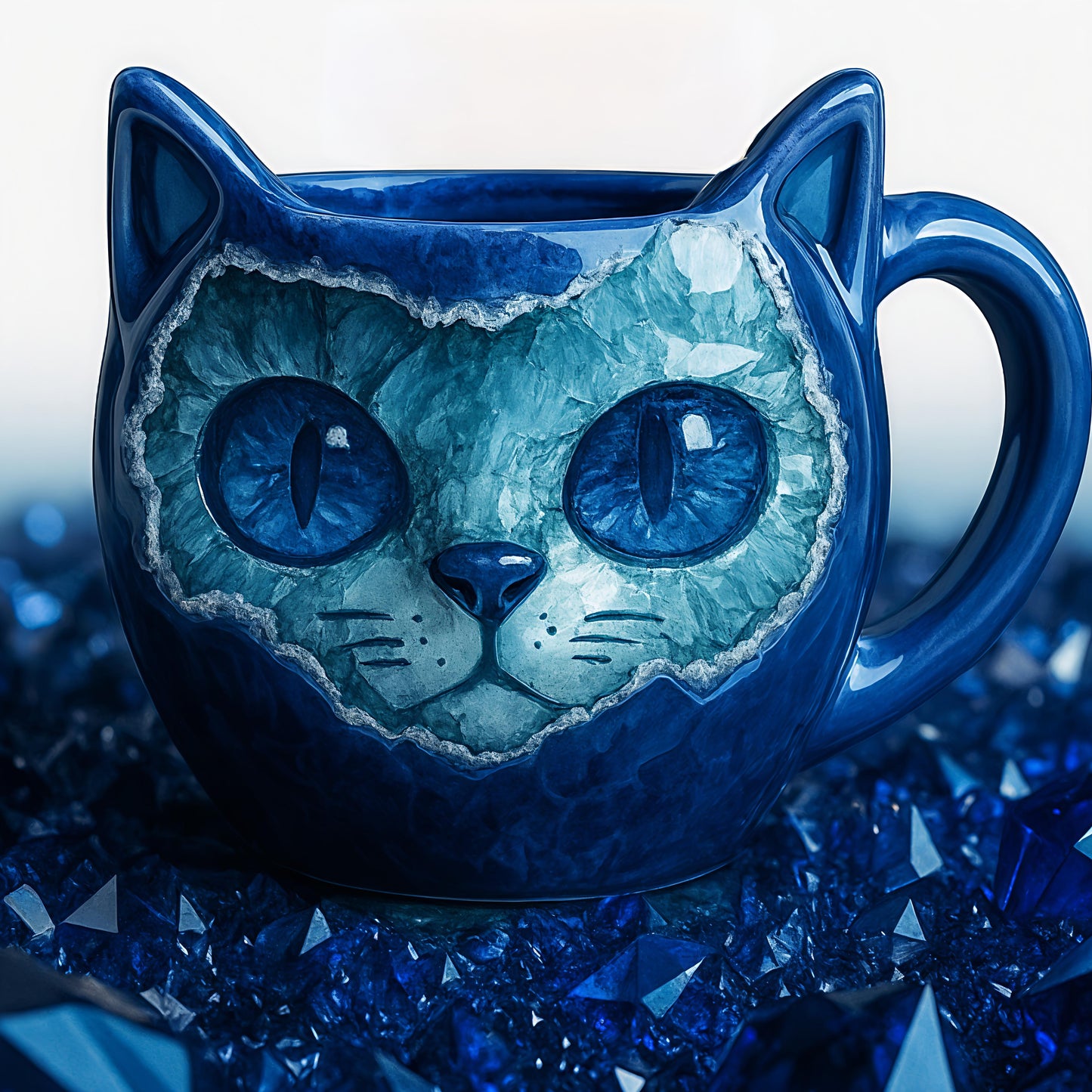 NEW HANDMADE Crystal Cat Face Mugs – Limited Edition ☕