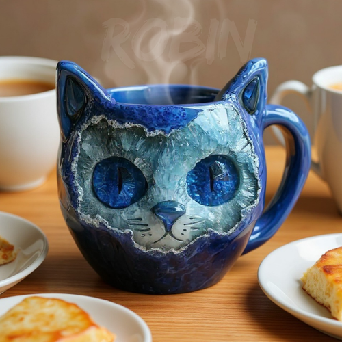 NEW HANDMADE Crystal Cat Face Mugs – Limited Edition ☕
