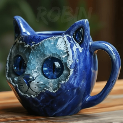 NEW HANDMADE Crystal Cat Face Mugs – Limited Edition ☕