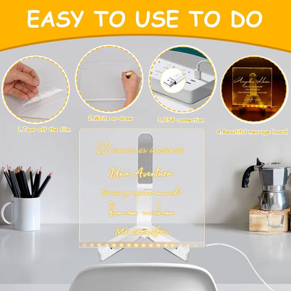 🎁Creative Rewritable Acrylic LED Message Board 🎨 (set come with 7 Pens)