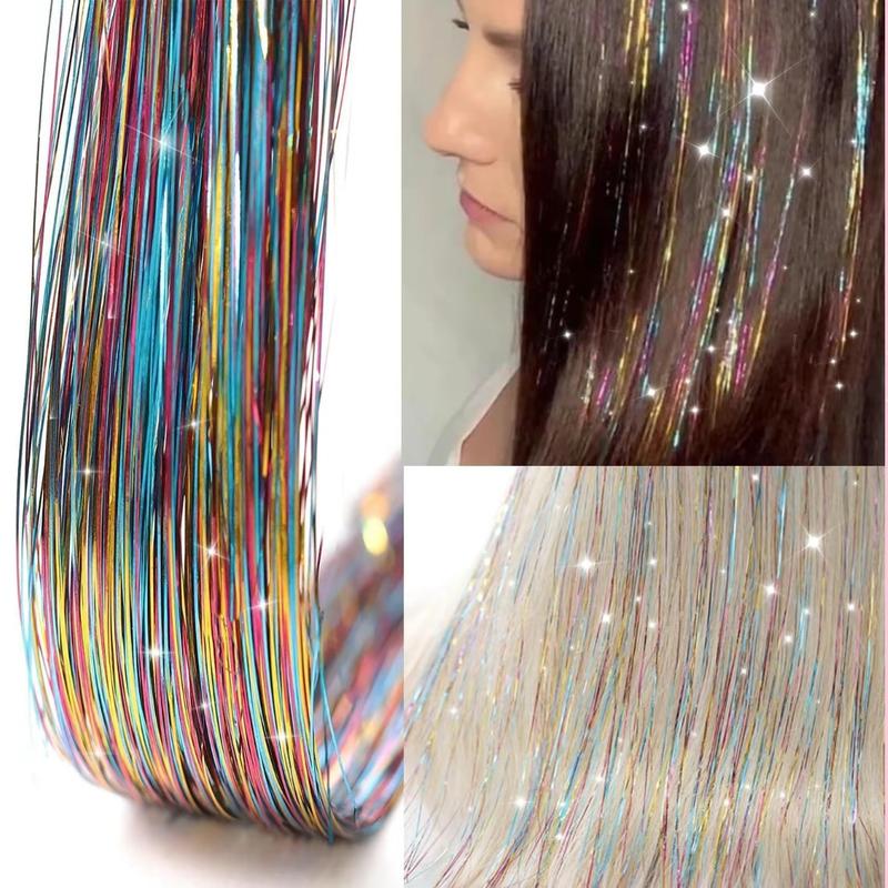 🔥6 PCS Clip in Hair Tinsel 20 Inch Glitter Tinsel Hair💥