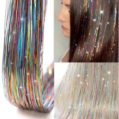 🔥6 PCS Clip in Hair Tinsel 20 Inch Glitter Tinsel Hair💥