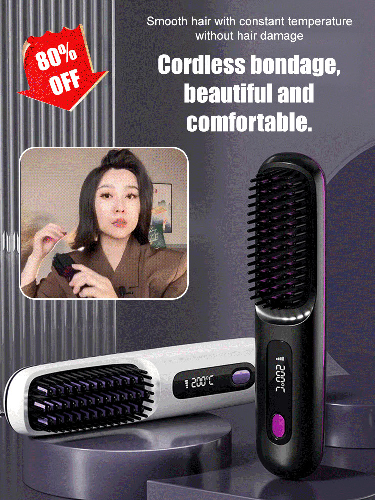 LCD Wireless Ceramic Heating Hair Straightening Comb