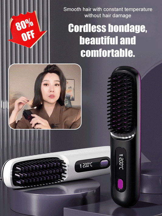 LCD Wireless Ceramic Heating Hair Straightening Comb