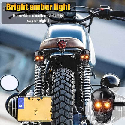 🏍️2025 Halloween Pre-Sale💥Skull Head LED Amber Turn Signal Indicator Light