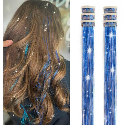 🔥6 PCS Clip in Hair Tinsel 20 Inch Glitter Tinsel Hair💥