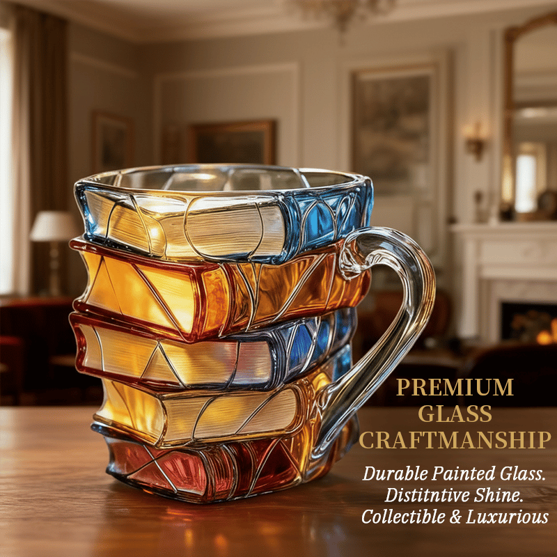 Artisan Stained Glass Book Stack Mug - Handcrafted Elegance Meets Your Favorite Reading Ritual📚