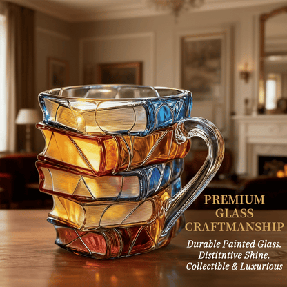 Artisan Stained Glass Book Stack Mug - Handcrafted Elegance Meets Your Favorite Reading Ritual📚