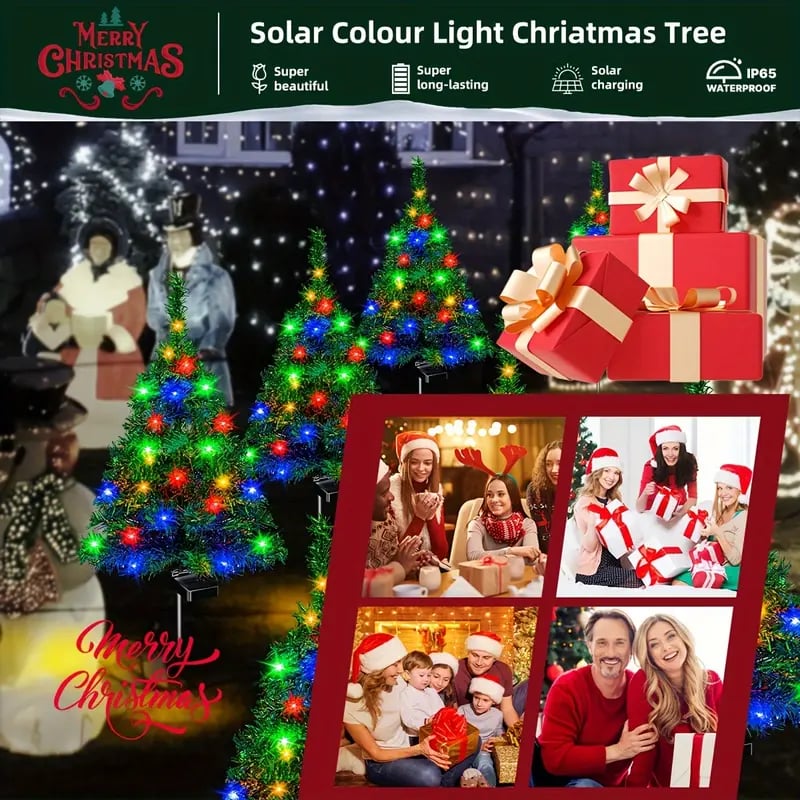 Solar Christmas tree lights holiday decorations, outdoor courtyards, gardens, lawns, small path lights, atmosphere lights