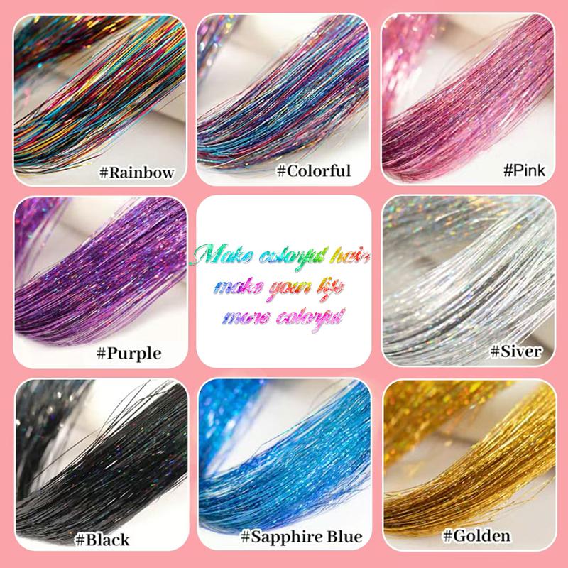 🔥6 PCS Clip in Hair Tinsel 20 Inch Glitter Tinsel Hair💥
