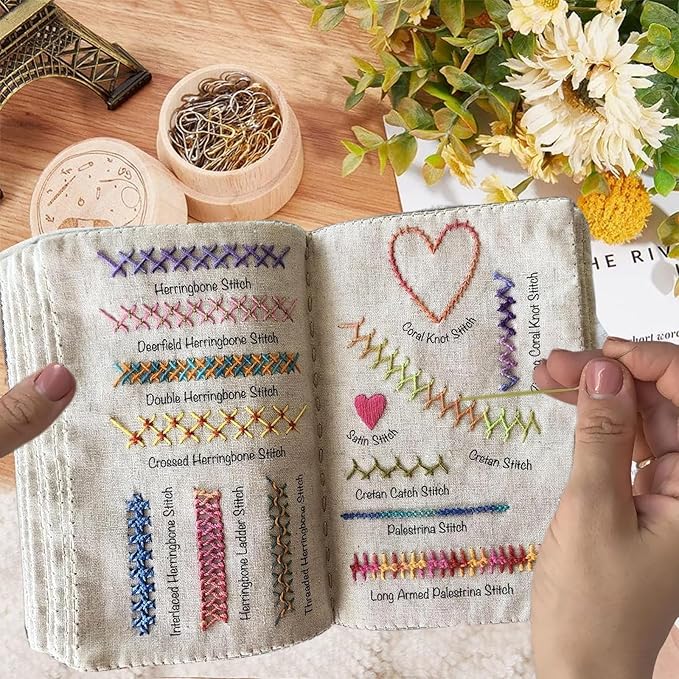 🔥LAST DAY SALE 60% OFF 🌈Beginner-Friendly💕 Embroidery Stitch Book