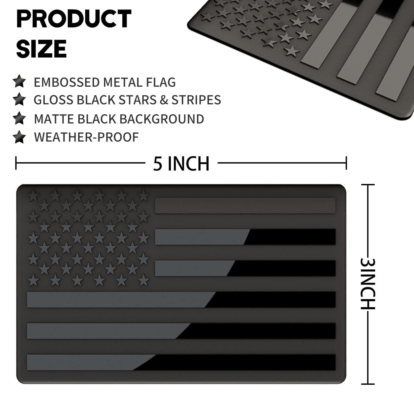 🔥3D All-Black American Flag Emblem Decal