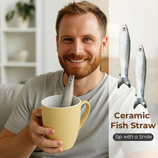 🎁LAST DAY 49% OFF-🤣Ceramic Fish Straw🐟| Your drink has never been this fun!🥤