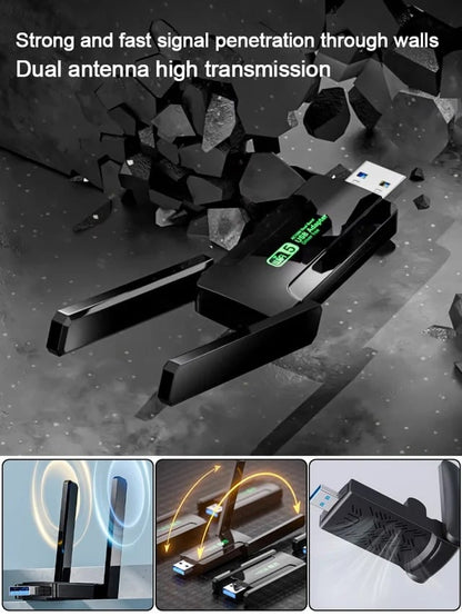 🌐2025 News🚀[Fast to Fly] 1300M Dual Band Drive-free Wireless Network Card