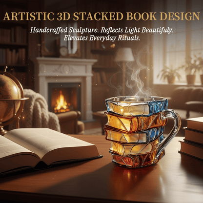 Artisan Stained Glass Book Stack Mug - Handcrafted Elegance Meets Your Favorite Reading Ritual📚