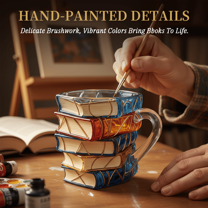 Artisan Stained Glass Book Stack Mug - Handcrafted Elegance Meets Your Favorite Reading Ritual📚