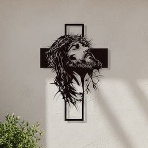 🎄✝️Metal Jesus and Cross Wall Art: Christian Home Decor