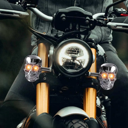 🏍️2025 Halloween Pre-Sale💥Skull Head LED Amber Turn Signal Indicator Light