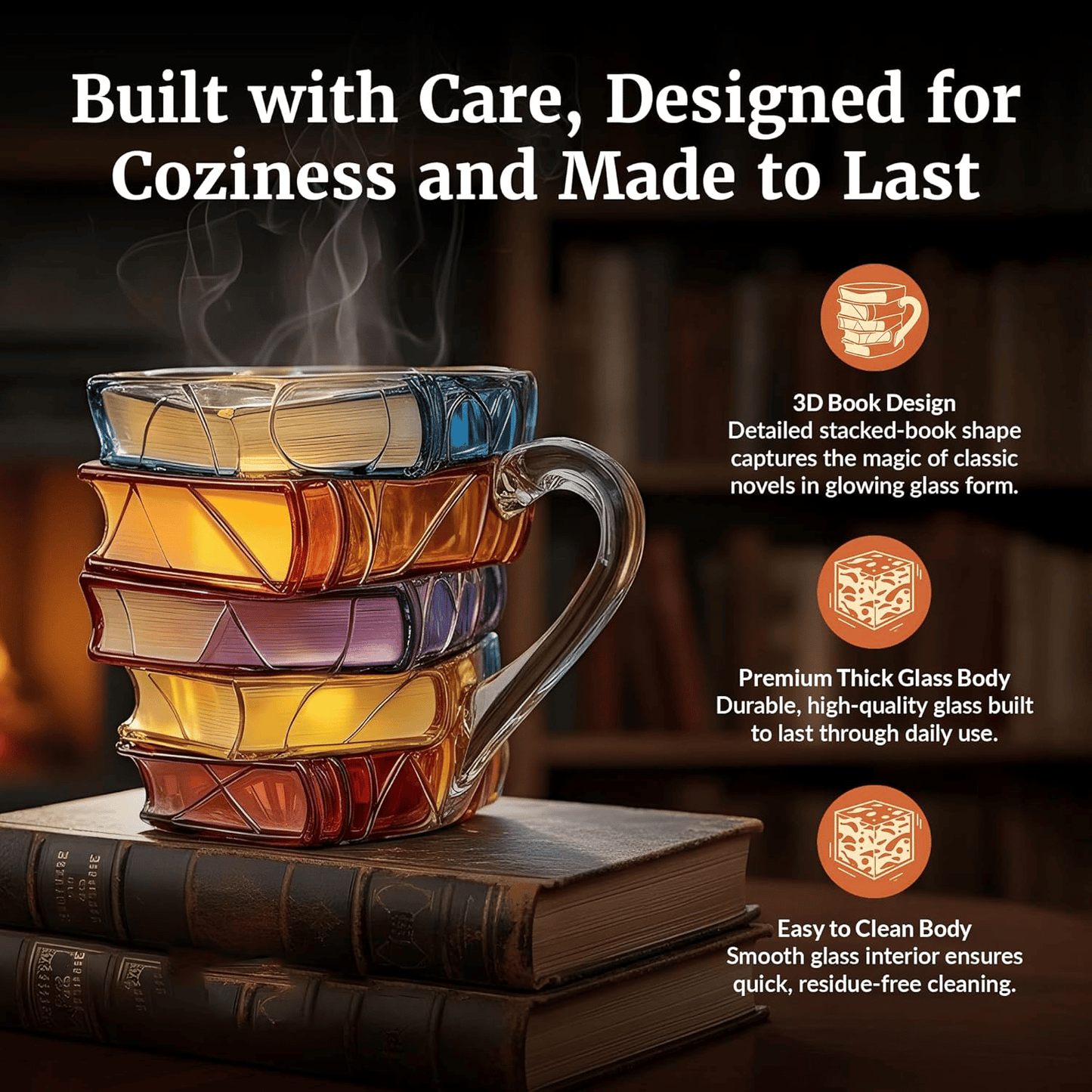 Artisan Stained Glass Book Stack Mug - Handcrafted Elegance Meets Your Favorite Reading Ritual📚