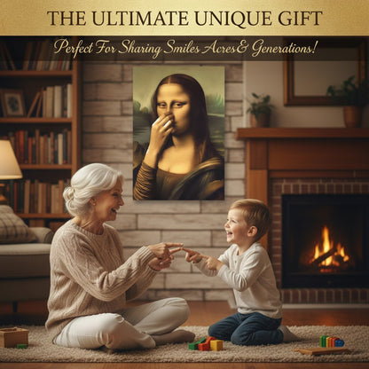 Mona Lisa Holding Nose Bathroom Canvas Art