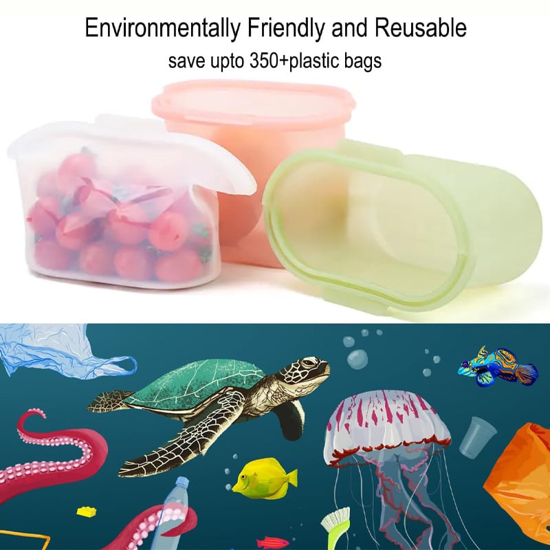 1000ML Reusable Silicone Food Storage Freezer Bags