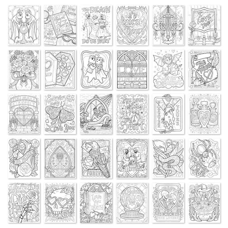 🔥Last Day 49% OFF -🖤🎨Waiting for the Night Gothic Love Coloring Book 📓(📚Hardcover - No Bleed Pages)