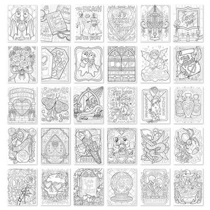 🔥Last Day 49% OFF -🖤🎨Waiting for the Night Gothic Love Coloring Book 📓(📚Hardcover - No Bleed Pages)