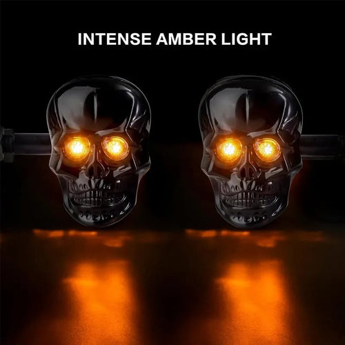 🏍️2025 Halloween Pre-Sale💥Skull Head LED Amber Turn Signal Indicator Light