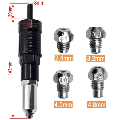 🎉Professional Rivet Gun Adapter Kit with 4Pcs Nozzle Bolts