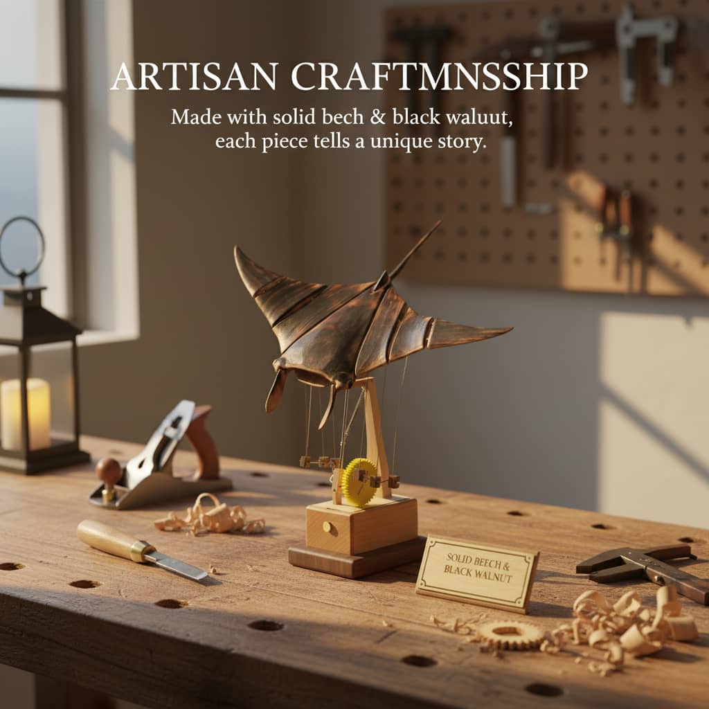 🔥LAST DAY 49% OFF( FREE SHIPPING )🎁Handcrafted Wooden Manta Ray Automaton