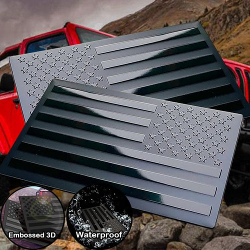 🔥3D All-Black American Flag Emblem Decal