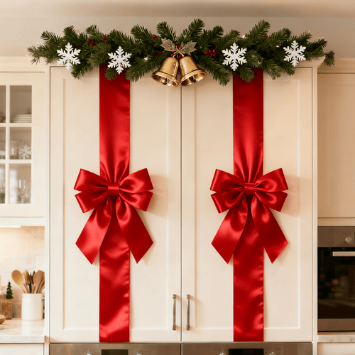 🎀 Elegant Red Christmas Cabinet Bows – Simple, Reusable, and Perfect for Every Celebration 🎉