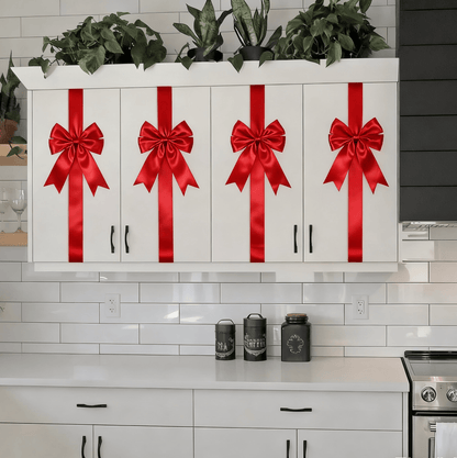 🎀 Elegant Red Christmas Cabinet Bows – Simple, Reusable, and Perfect for Every Celebration 🎉
