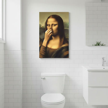 Mona Lisa Holding Nose Bathroom Canvas Art