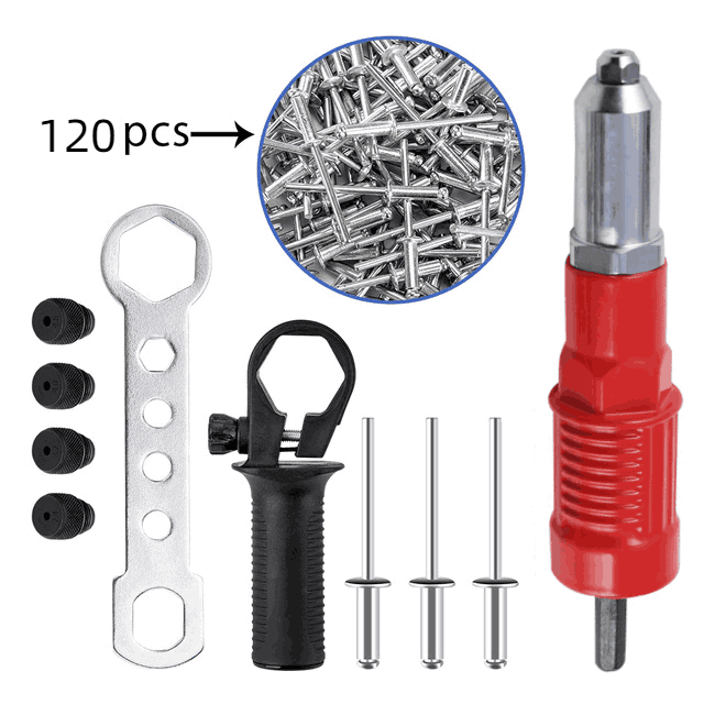 🎉Professional Rivet Gun Adapter Kit with 4Pcs Nozzle Bolts