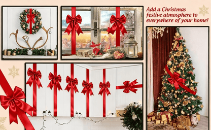 🎀 Elegant Red Christmas Cabinet Bows – Simple, Reusable, and Perfect for Every Celebration 🎉
