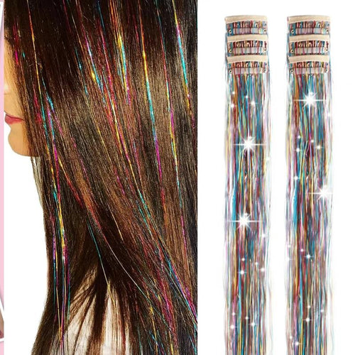 🔥6 PCS Clip in Hair Tinsel 20 Inch Glitter Tinsel Hair💥