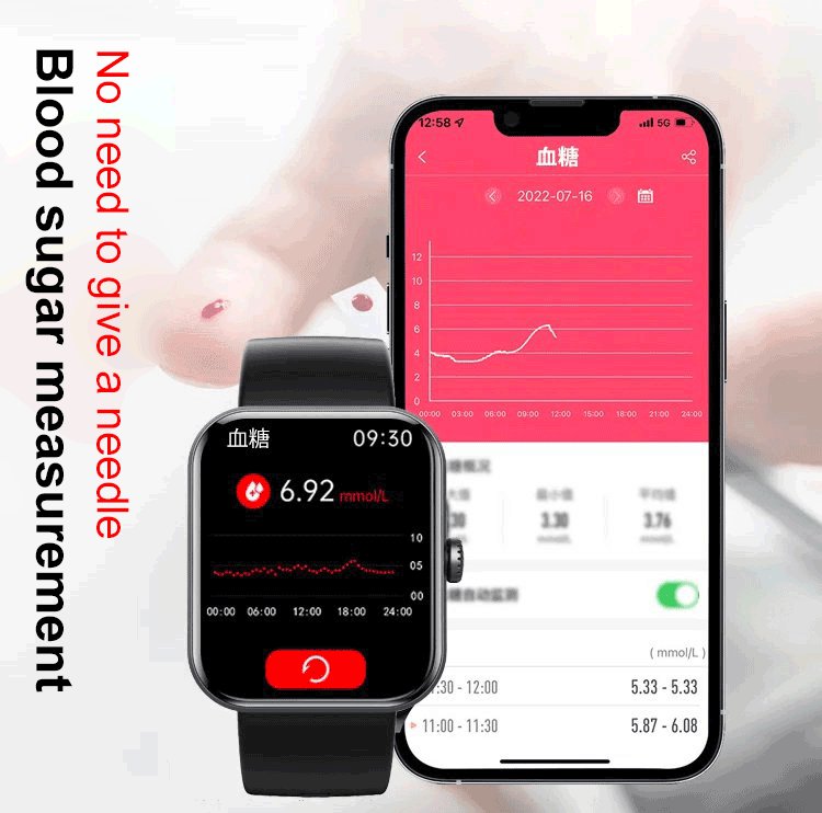 [All day monitoring of heart rate and blood pressure] Bluetooth fashion smartwatch