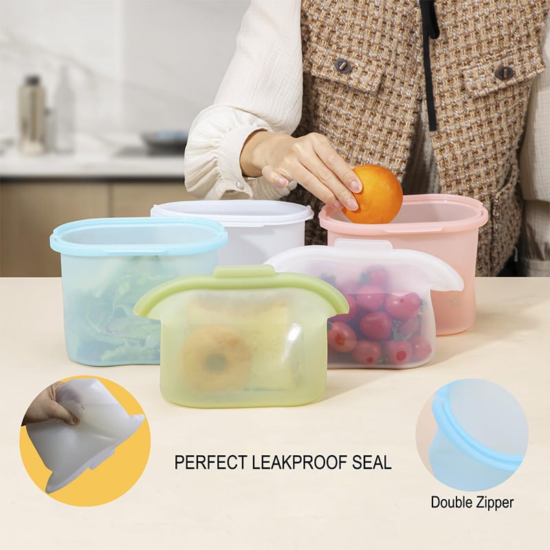 1000ML Reusable Silicone Food Storage Freezer Bags