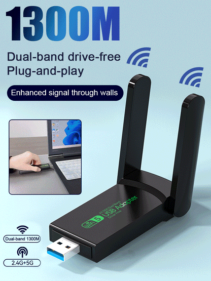 🌐2025 News🚀[Fast to Fly] 1300M Dual Band Drive-free Wireless Network Card