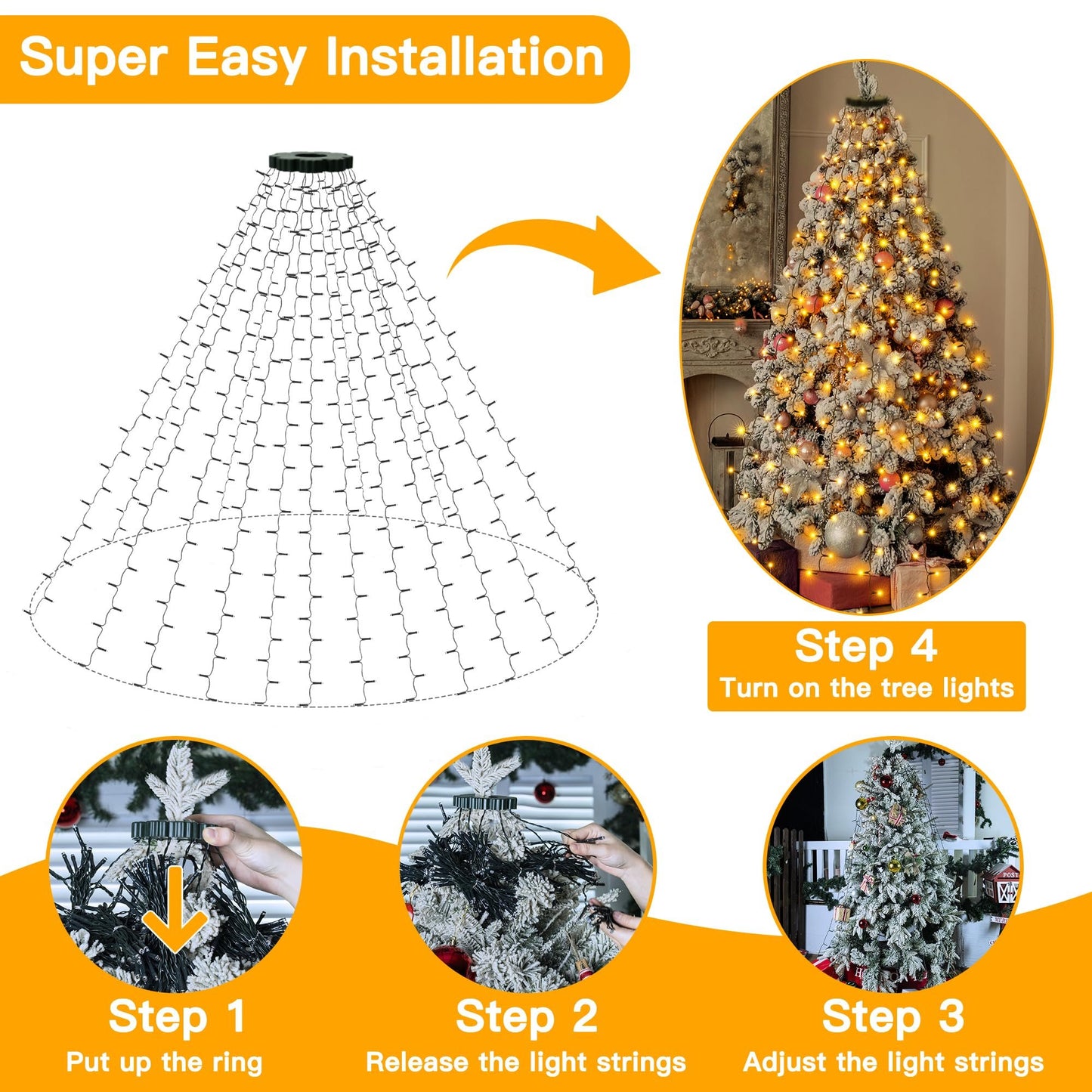 🎄Holiday Pre-Sale Save 49%🔥Christmas Tree Waterfall Lights with Ring