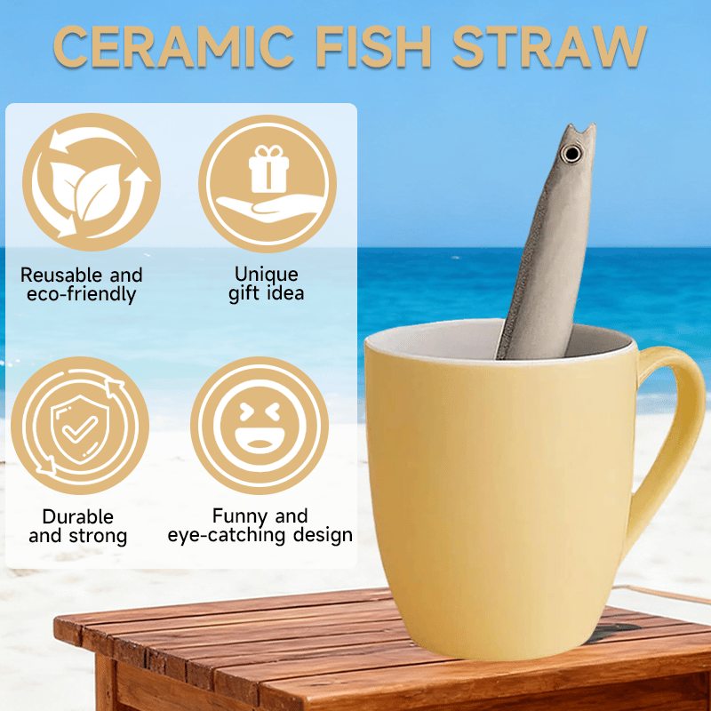 🎁LAST DAY 49% OFF-🤣Ceramic Fish Straw🐟| Your drink has never been this fun!🥤