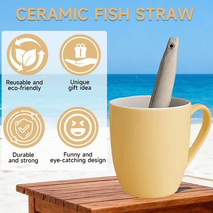 🎁LAST DAY 49% OFF-🤣Ceramic Fish Straw🐟| Your drink has never been this fun!🥤