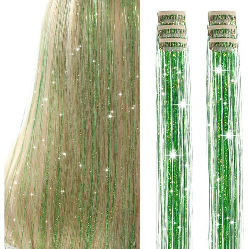 🔥6 PCS Clip in Hair Tinsel 20 Inch Glitter Tinsel Hair💥
