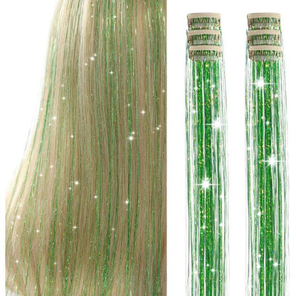 🔥6 PCS Clip in Hair Tinsel 20 Inch Glitter Tinsel Hair💥